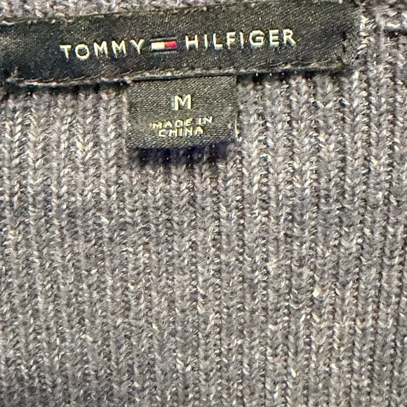 Tommy Hilfiger vintage Blue Quilted Longsleeve sweater Sz Medium - Picture 6 of 7